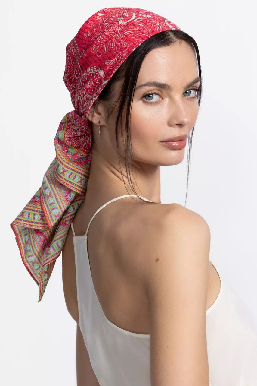 DENIM EMBROIDERY HEAD SCARF