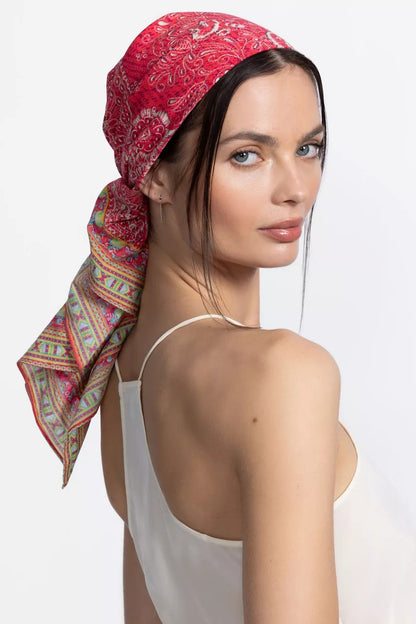 DENIM EMBROIDERY HEAD SCARF