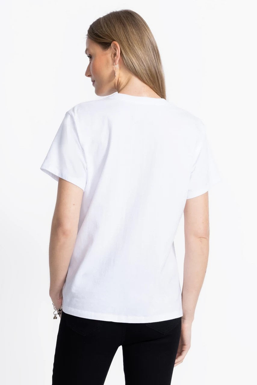 FLOCKED CREW NECK TEE