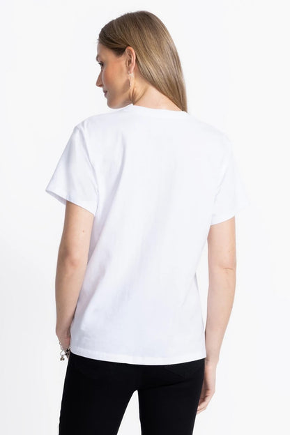 FLOCKED CREW NECK TEE