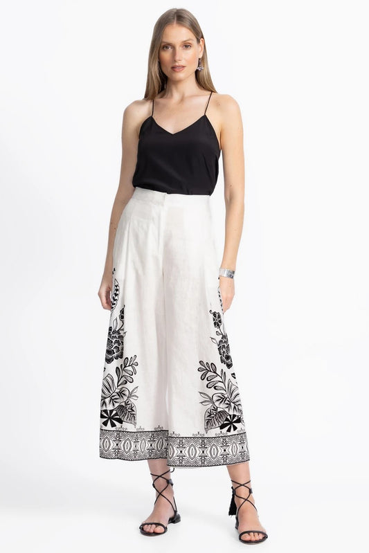 PLEATED LINEN CULOTTE