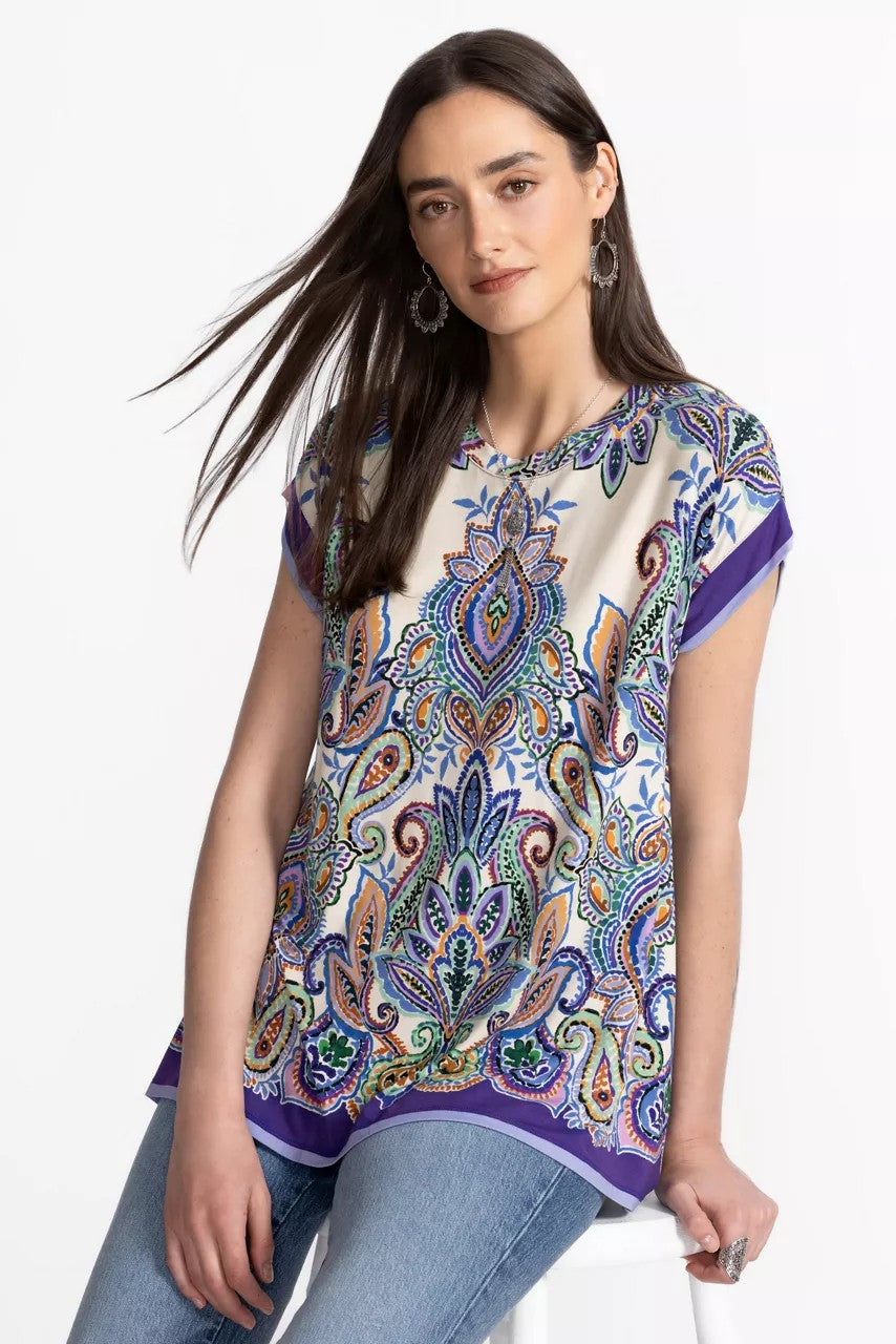 THE JANIE FAVORITE CREW NECK DRAPED TEE