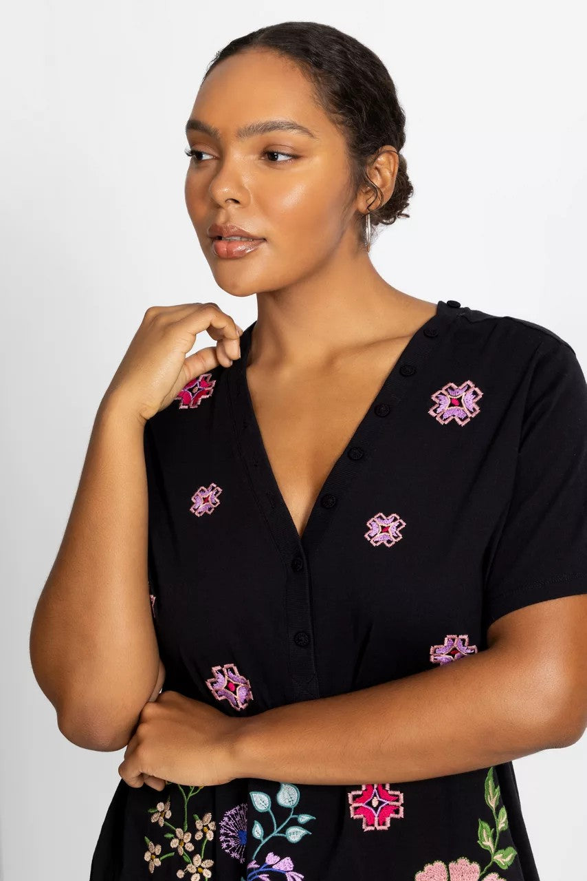 BUTTON NECK KNIT DRESS