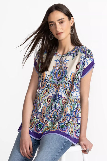 THE JANIE FAVORITE CREW NECK DRAPED TEE