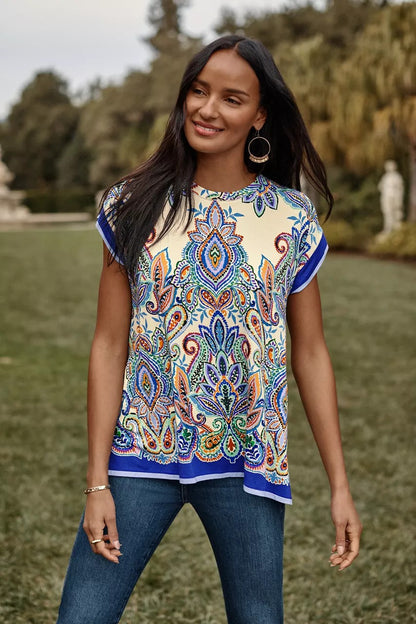 THE JANIE FAVORITE CREW NECK DRAPED TEE