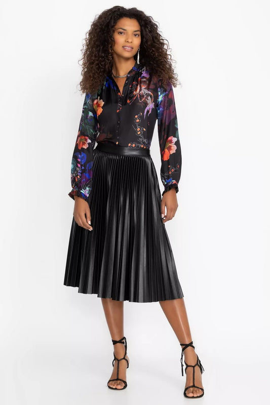 EMMI VEGAN LEATHER PLEATED SKIRT