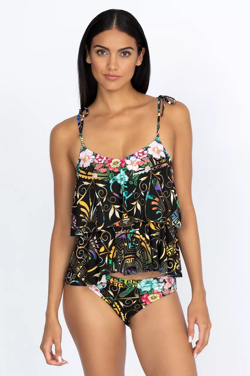 Floral Peace Tie Tankini Top